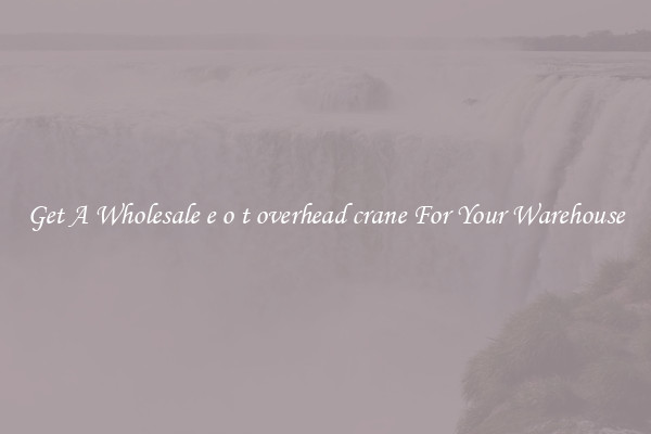 Get A Wholesale e o t overhead crane For Your Warehouse